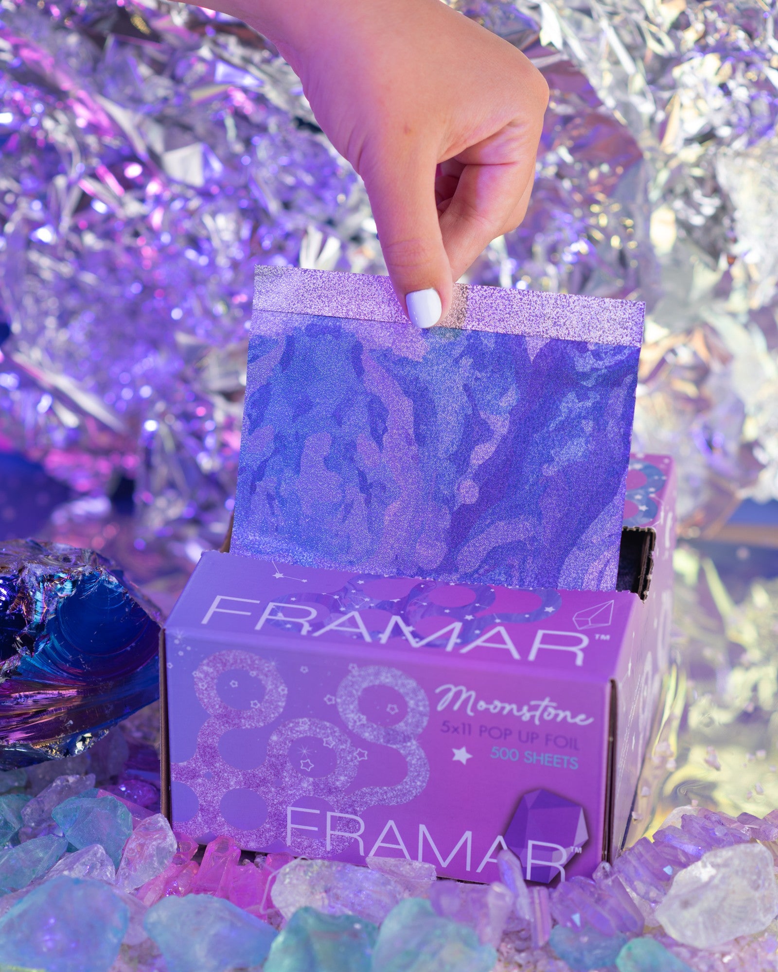 Framar Pop Ups Moonstone 500 Hojas | Aluminio Pre-cortado con Diseño Iridiscente - imagen 3