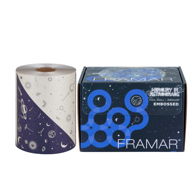 Framar Papel Aluminio Mercury in Retrograde Embossed 100m | Rollo Texturizado Cósmico
