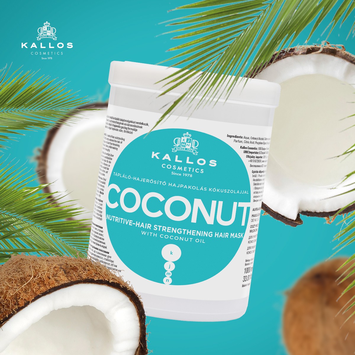 Kallos Máscara Capilar Coconut | Hidratación Profunda y Brillo Anti-Frizz 275ml-1000ml - imagen 3