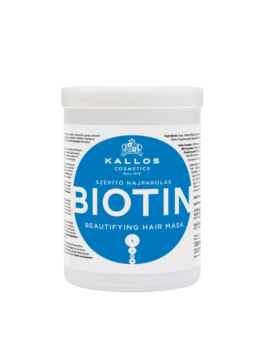 Kallos Máscara Capilar con Biotina 275ml / 1000ml – Fortalecimiento y Crecimiento Capilar