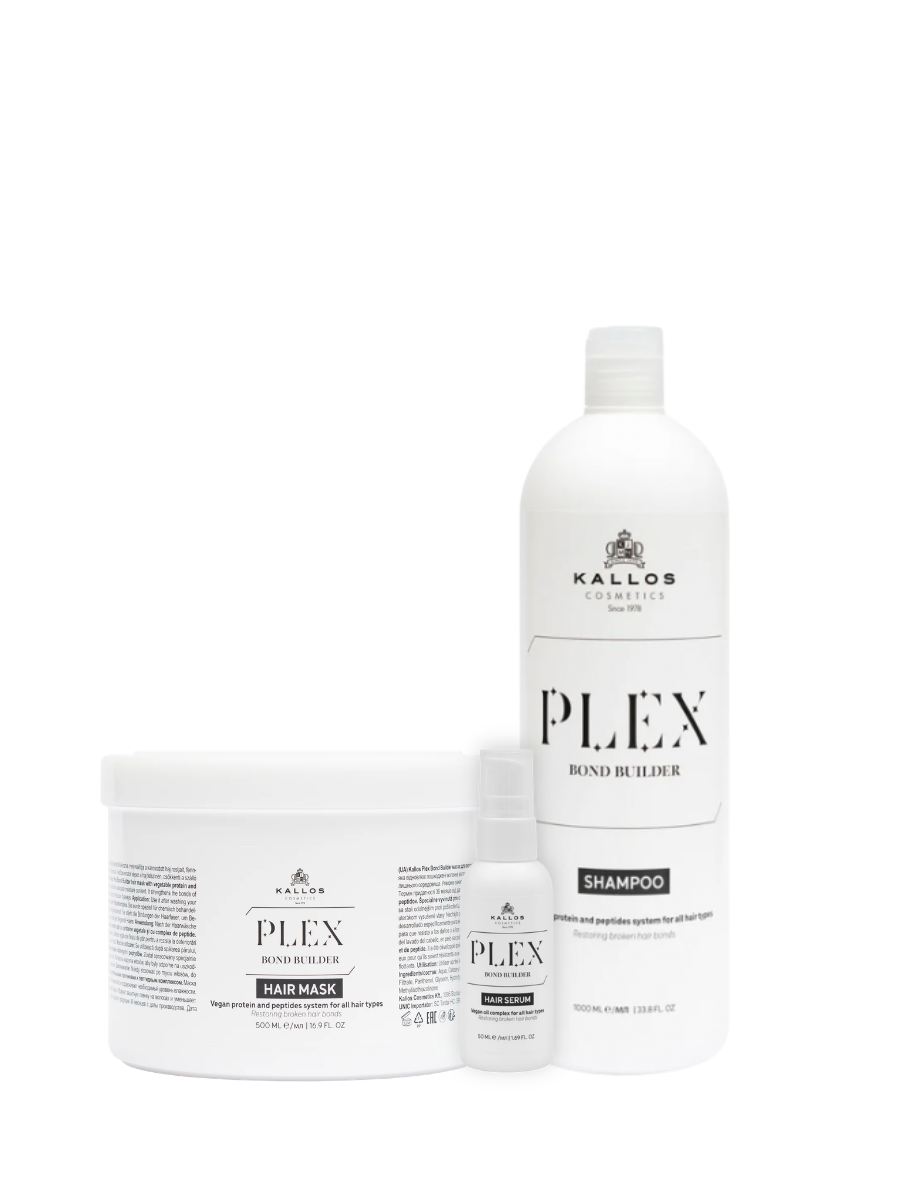 Pack Kallos PLEX Shampoo 500ml + Máscara 500ml + Sérum 50ml – Reconstrucción y Reparación Extrema