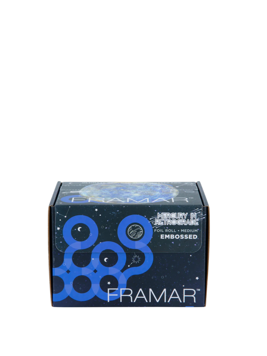 Framar Papel Aluminio Mercury in Retrograde Embossed 100m | Rollo Texturizado Cósmico