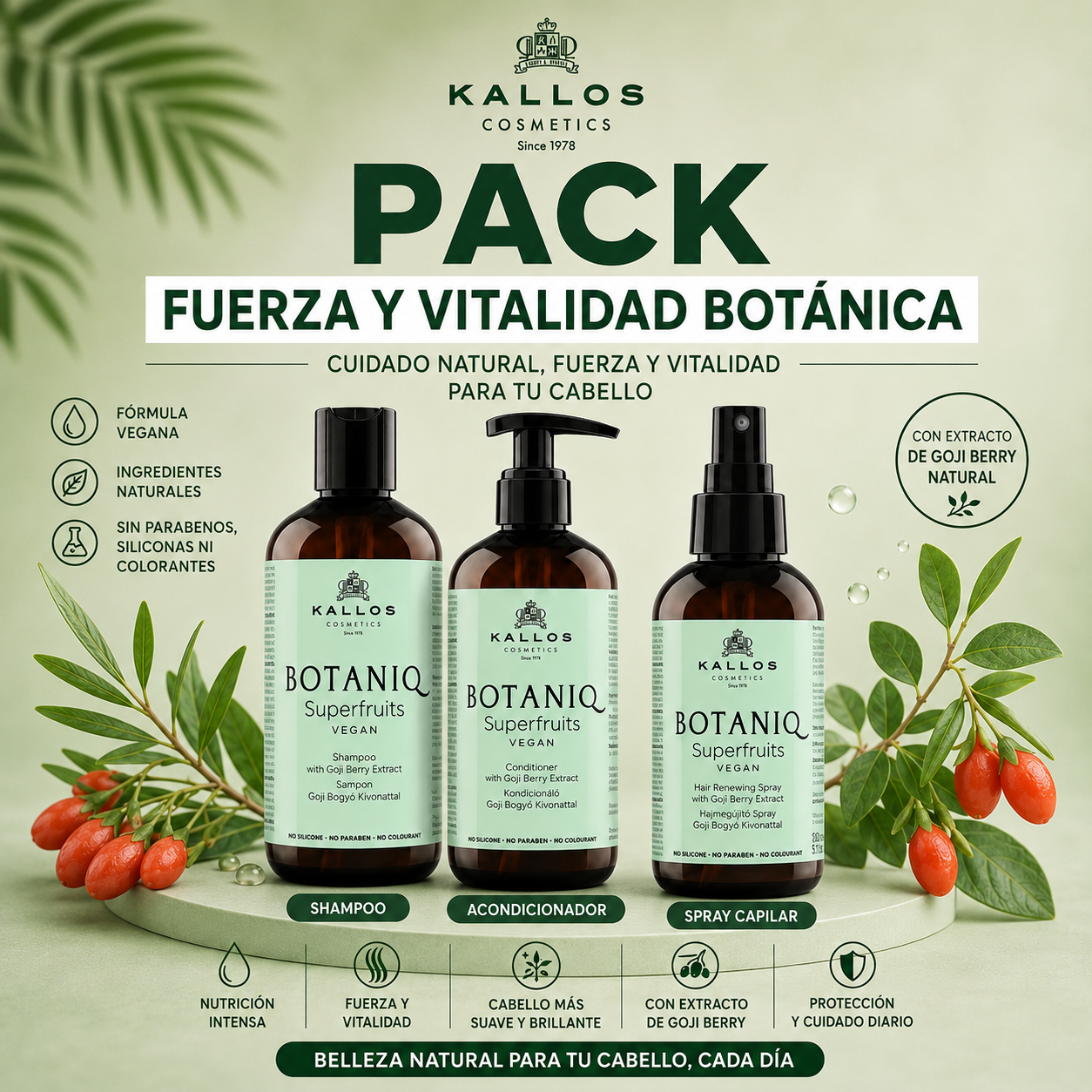 Pack Fuerza y Vitalidad Botánica de Kallos Botaniq Superfruit
