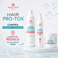 Kit Kallos Pro-Tox Reparación Capilar | Shampoo 500ml + Hair Bomb 200ml + Regalo Mascarilla 275ml